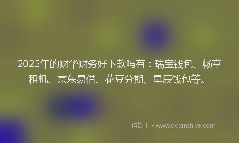 2025年的财华财务好下款吗有：瑞宝钱包、畅享租机、京东易借、花豆分期、星辰钱包等。