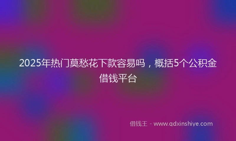 2025年热门莫愁花下款容易吗，概括5个公积金借钱平台