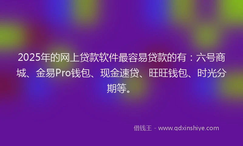 2025年的网上贷款软件最容易贷款的有：六号商城、金易Pro钱包、现金速贷、旺旺钱包、时光分期等。