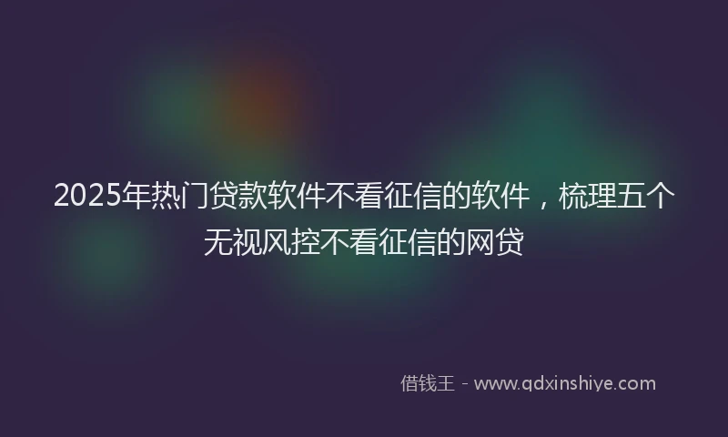 2025年热门贷款软件不看征信的软件，梳理五个无视风控不看征信的网贷