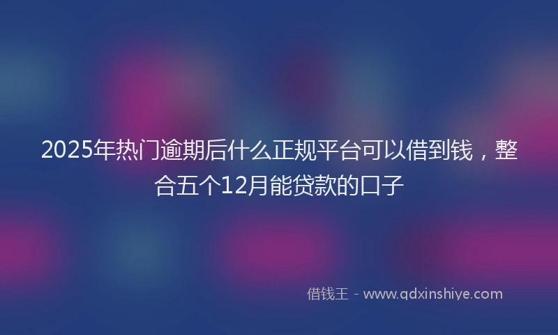 2025年热门逾期后什么正规平台可以借到钱，整合五个12月能贷款的口子