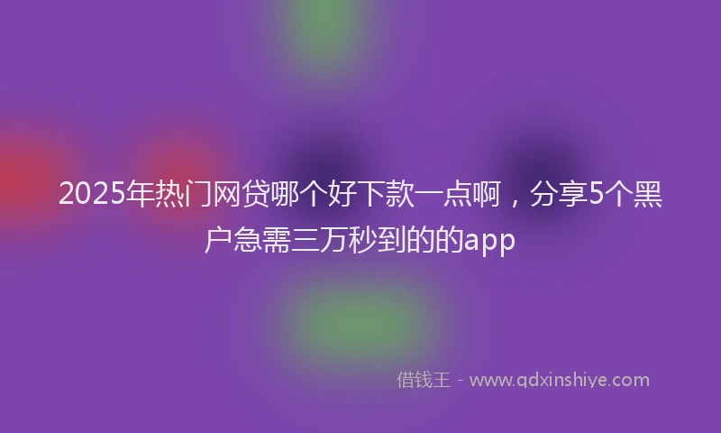 2025年热门网贷哪个好下款一点啊，分享5个黑户急需三万秒到的的app