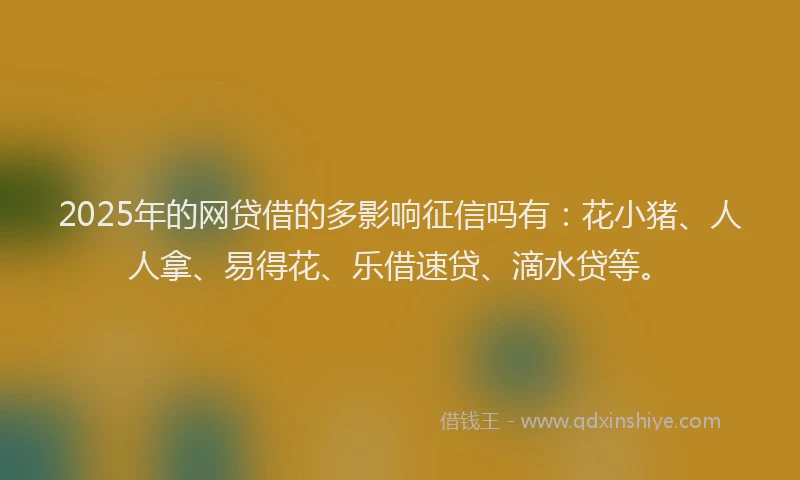 2025年的网贷借的多影响征信吗有：花小猪、人人拿、易得花、乐借速贷、滴水贷等。