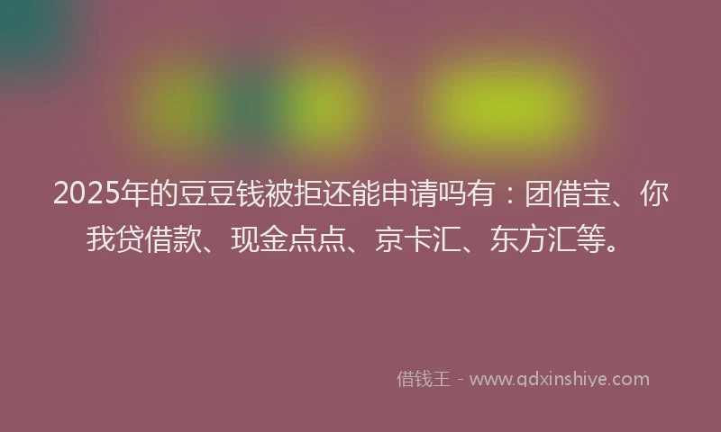 2025年的豆豆钱被拒还能申请吗有：团借宝、你我贷借款、现金点点、京卡汇、东方汇等。