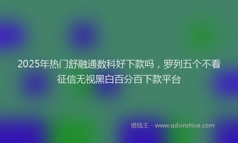 2025年热门舒融通数科好下款吗，罗列五个不看征信无视黑白百分百下款平台