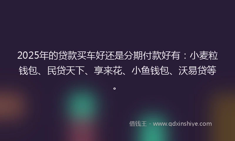 2025年的贷款买车好还是分期付款好有：小麦粒钱包、民贷天下、享来花、小鱼钱包、沃易贷等。