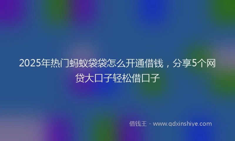 2025年热门蚂蚁袋袋怎么开通借钱，分享5个网贷大口子轻松借口子