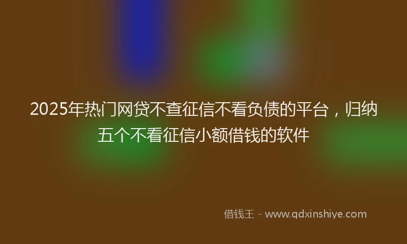 2025年热门网贷不查征信不看负债的平台，归纳五个不看征信小额借钱的软件
