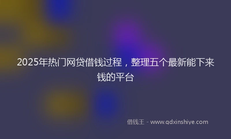 2025年热门网贷借钱过程，整理五个最新能下来钱的平台