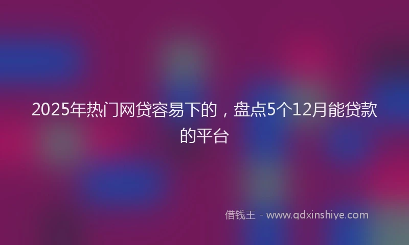 2025年热门网贷容易下的，盘点5个12月能贷款的平台