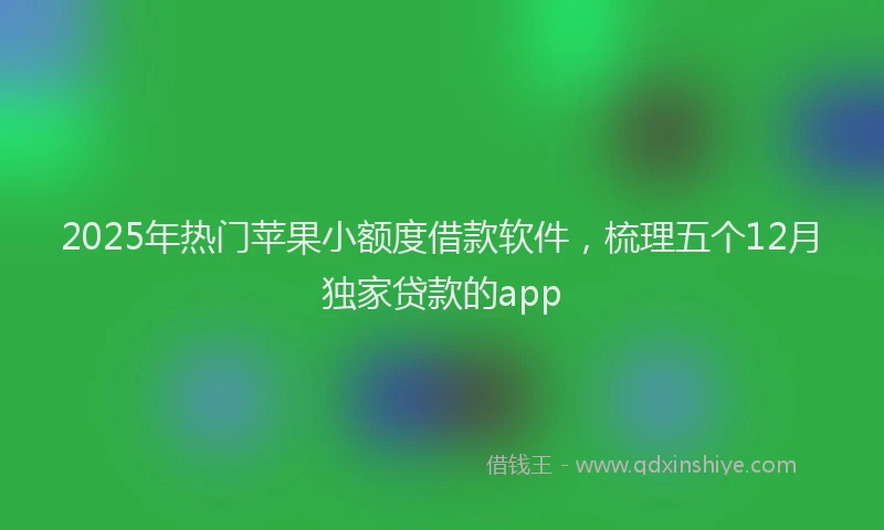 2025年热门苹果小额度借款软件，梳理五个12月独家贷款的app