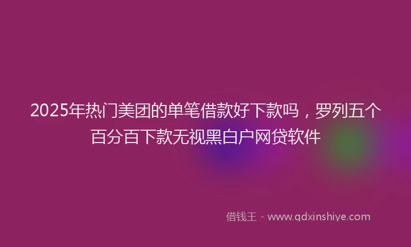 2025年热门美团的单笔借款好下款吗，罗列五个百分百下款无视黑白户网贷软件