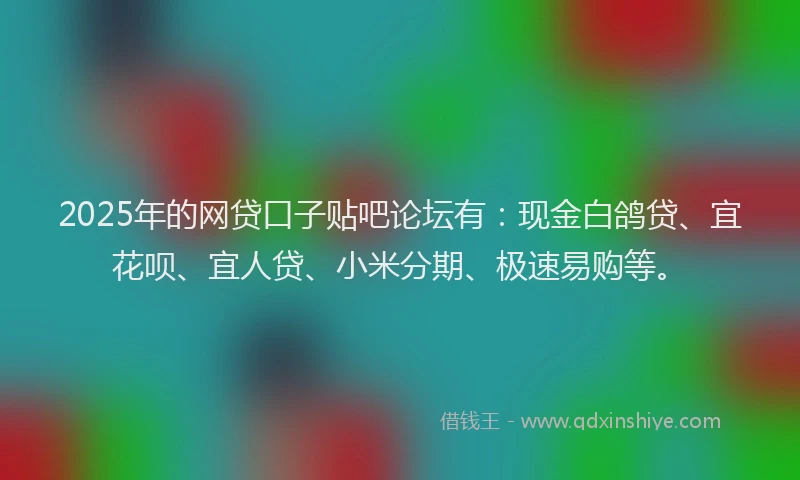 2025年的网贷口子贴吧论坛有：现金白鸽贷、宜花呗、宜人贷、小米分期、极速易购等。