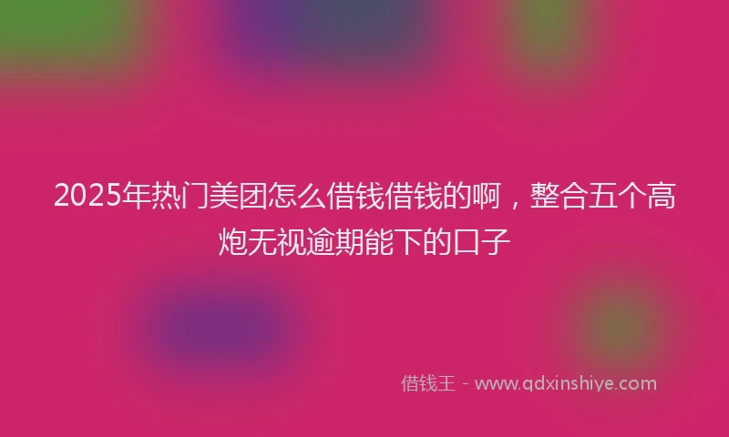 2025年热门美团怎么借钱借钱的啊，整合五个高炮无视逾期能下的口子