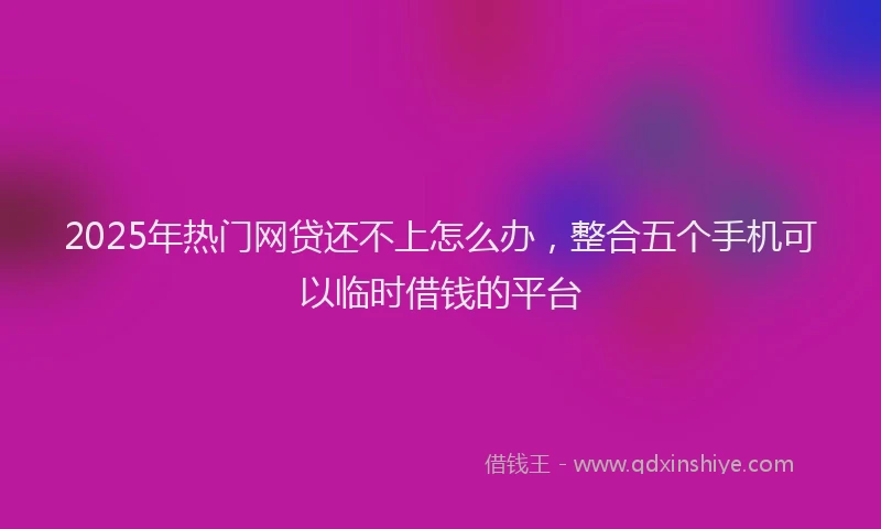 2025年热门网贷还不上怎么办，整合五个手机可以临时借钱的平台