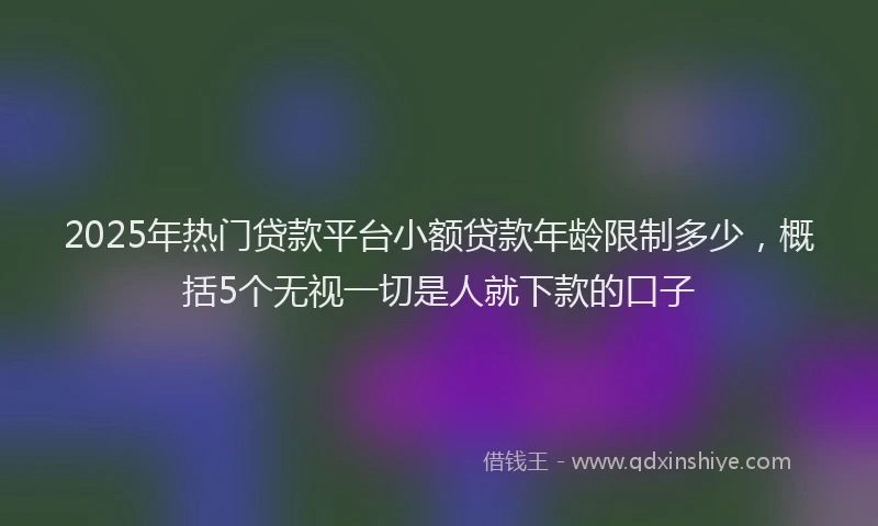2025年热门贷款平台小额贷款年龄限制多少，概括5个无视一切是人就下款的口子