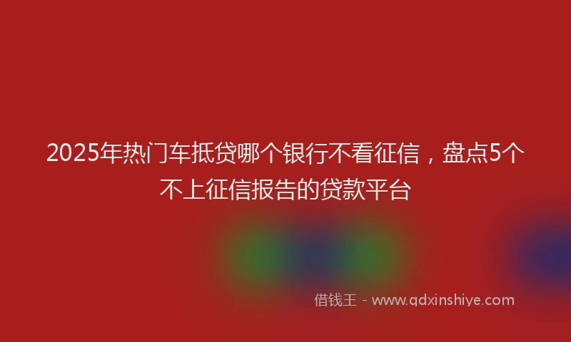 2025年热门车抵贷哪个银行不看征信，盘点5个不上征信报告的贷款平台