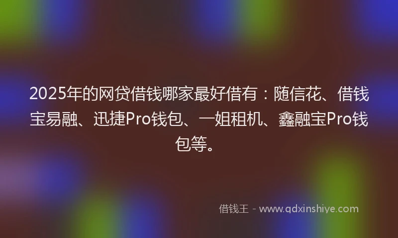 2025年的网贷借钱哪家最好借有：随信花、借钱宝易融、迅捷Pro钱包、一姐租机、鑫融宝Pro钱包等。