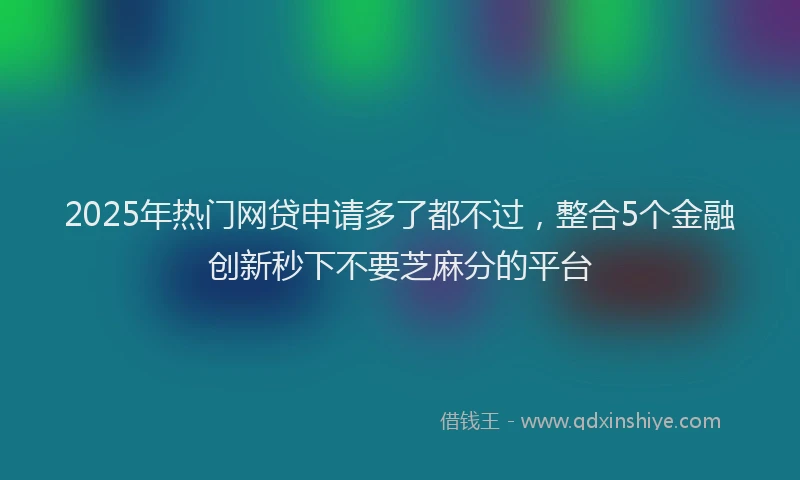 2025年热门网贷申请多了都不过，整合5个金融创新秒下不要芝麻分的平台