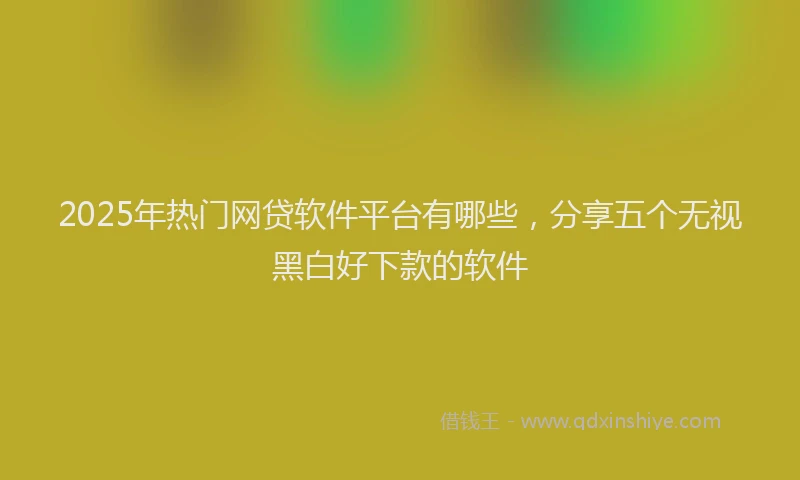 2025年热门网贷软件平台有哪些，分享五个无视黑白好下款的软件