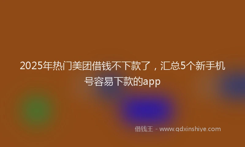 2025年热门美团借钱不下款了，汇总5个新手机号容易下款的app
