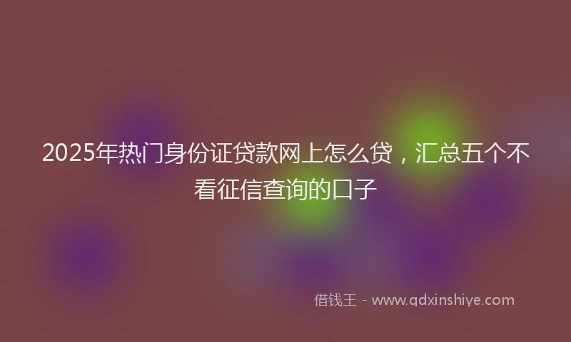 2025年热门身份证贷款网上怎么贷，汇总五个不看征信查询的口子