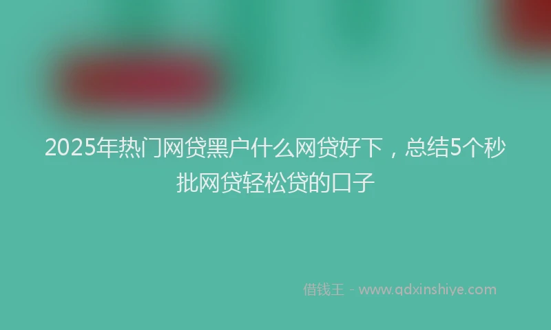 2025年热门网贷黑户什么网贷好下，总结5个秒批网贷轻松贷的口子