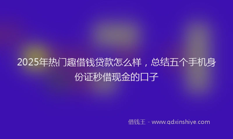 2025年热门趣借钱贷款怎么样，总结五个手机身份证秒借现金的口子