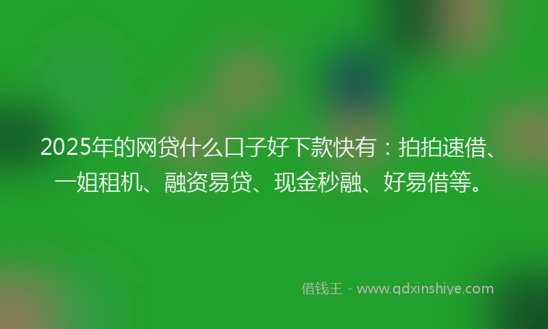 2025年的网贷什么口子好下款快有：拍拍速借、一姐租机、融资易贷、现金秒融、好易借等。