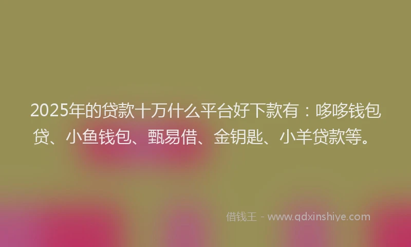 2025年的贷款十万什么平台好下款有：哆哆钱包贷、小鱼钱包、甄易借、金钥匙、小羊贷款等。