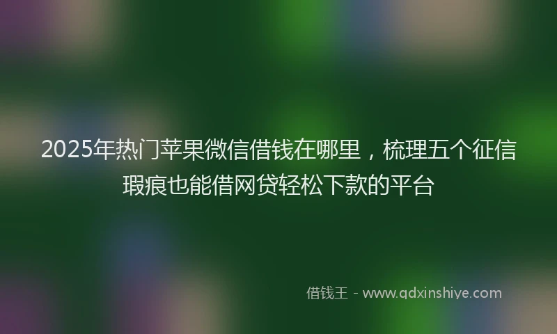 2025年热门苹果微信借钱在哪里，梳理五个征信瑕疵也能借网贷轻松下款的平台