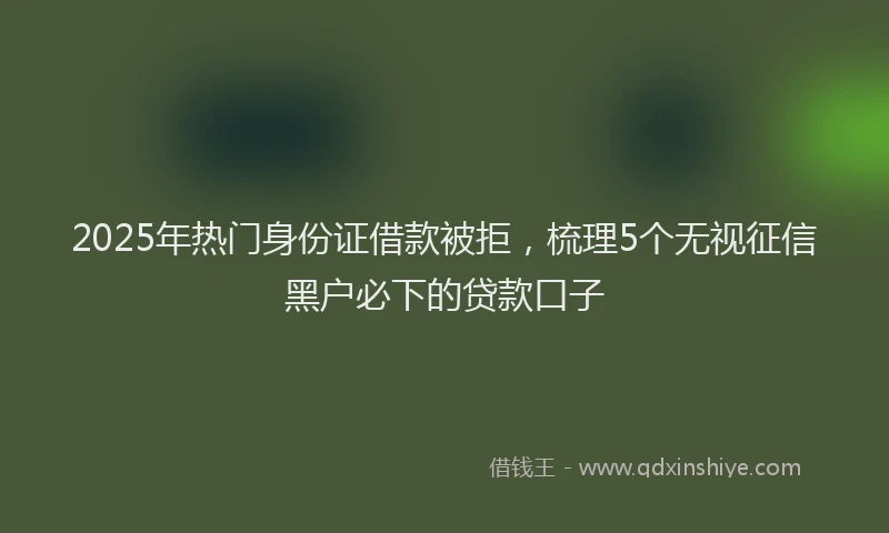 2025年热门身份证借款被拒，梳理5个无视征信黑户必下的贷款口子