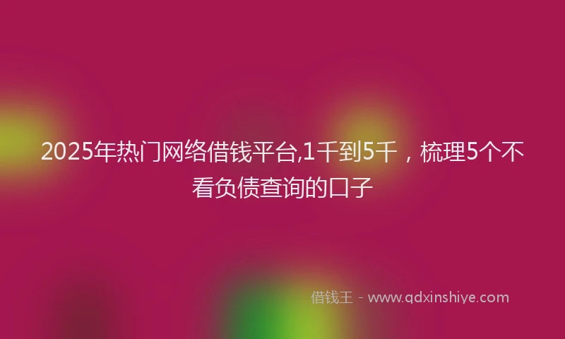2025年热门网络借钱平台,1千到5千，梳理5个不看负债查询的口子