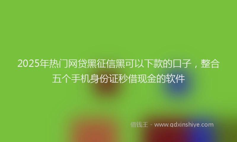 2025年热门网贷黑征信黑可以下款的口子，整合五个手机身份证秒借现金的软件