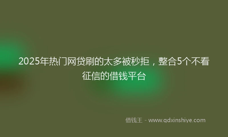 2025年热门网贷刷的太多被秒拒，整合5个不看征信的借钱平台