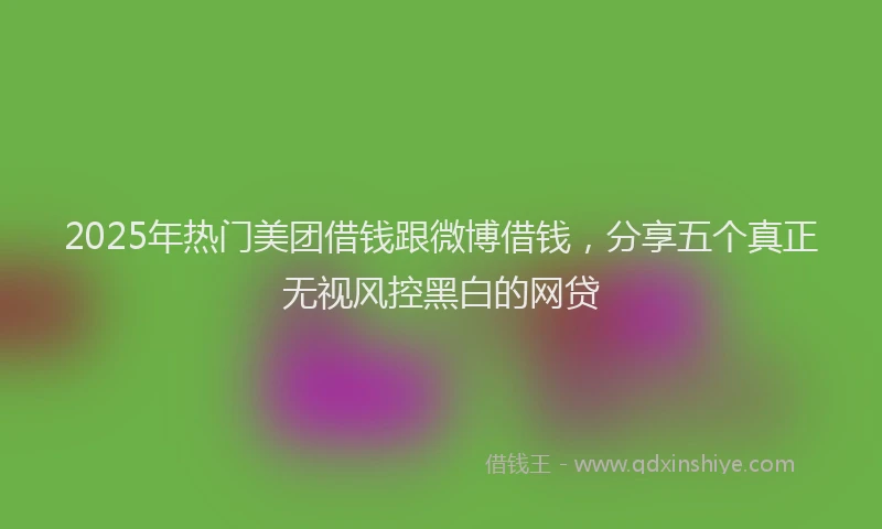 2025年热门美团借钱跟微博借钱，分享五个真正无视风控黑白的网贷