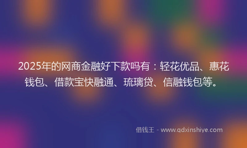 2025年的网商金融好下款吗有：轻花优品、惠花钱包、借款宝快融通、琉璃贷、信融钱包等。