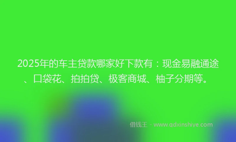 2025年的车主贷款哪家好下款有：现金易融通途、口袋花、拍拍贷、极客商城、柚子分期等。