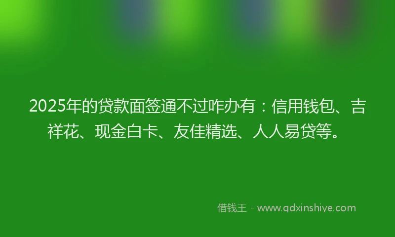2025年的贷款面签通不过咋办有：信用钱包、吉祥花、现金白卡、友佳精选、人人易贷等。