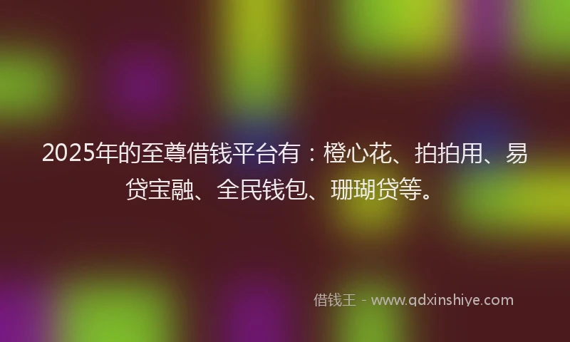 2025年的至尊借钱平台有：橙心花、拍拍用、易贷宝融、全民钱包、珊瑚贷等。