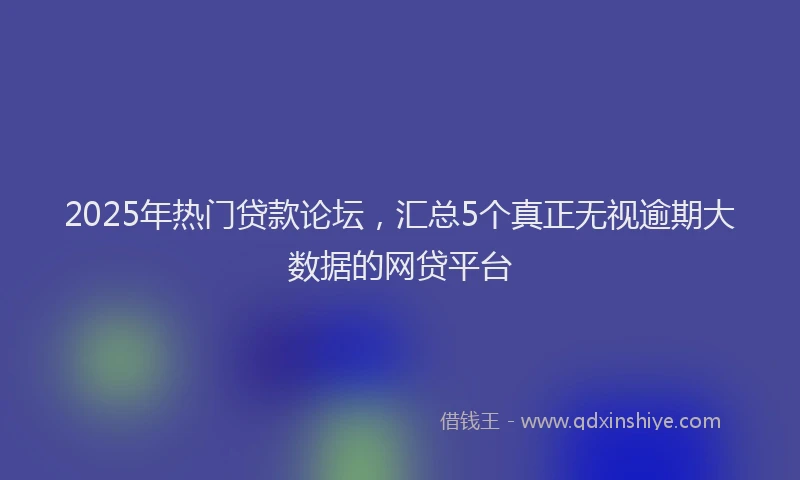 2025年热门贷款论坛，汇总5个真正无视逾期大数据的网贷平台