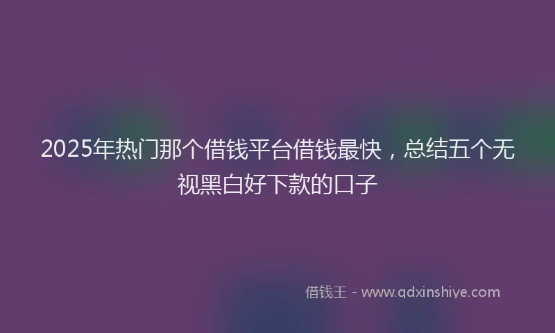 2025年热门那个借钱平台借钱最快，总结五个无视黑白好下款的口子