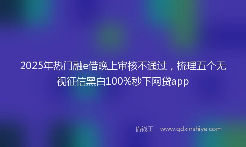2025年热门融e借晚上审核不通过，梳理五个无视征信黑白100%秒下网贷app