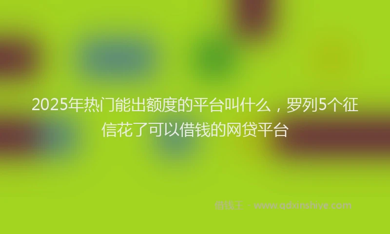 2025年热门能出额度的平台叫什么，罗列5个征信花了可以借钱的网贷平台