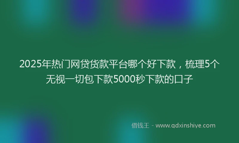 2025年热门网贷货款平台哪个好下款，梳理5个无视一切包下款5000秒下款的口子