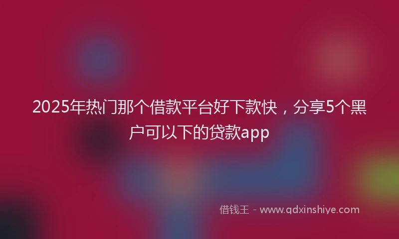 2025年热门那个借款平台好下款快，分享5个黑户可以下的贷款app