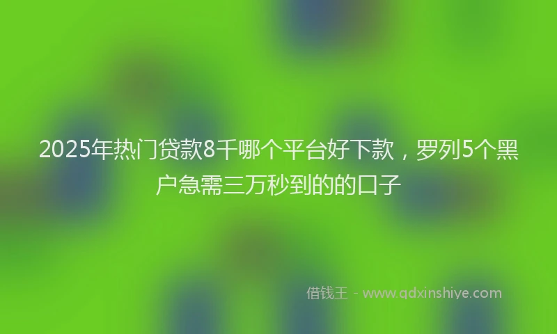 2025年热门贷款8千哪个平台好下款，罗列5个黑户急需三万秒到的的口子