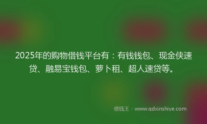 2025年的购物借钱平台有：有钱钱包、现金侠速贷、融易宝钱包、萝卜租、超人速贷等。