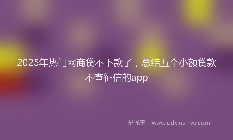 2025年热门网商贷不下款了，总结五个小额贷款不查征信的app