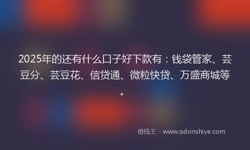 2025年的还有什么口子好下款有：钱袋管家、芸豆分、芸豆花、信贷通、微粒快贷、万盛商城等。